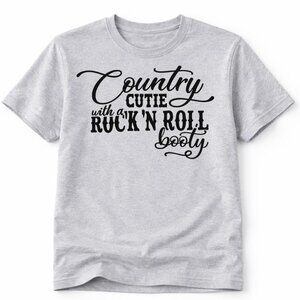 Country Cutie Western Graphic T Shirt Trendy Boutique Style Tee Womens Gray